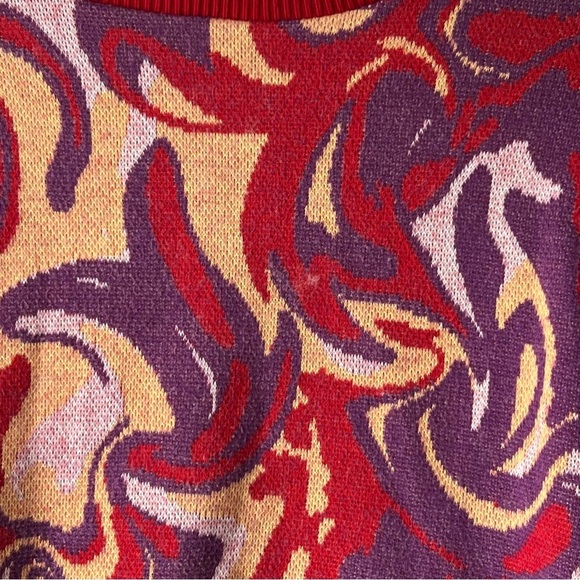 Zara Women's Jacquard knit sweater geo print Sz Medium Cropped - Picture 2 of 7